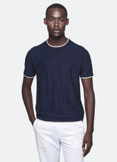 Contrast Cotton and Linen T-Shirt