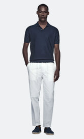 Cotton and Linen Half-Sleeve Polo