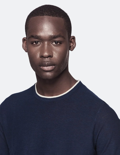 Contrast Cotton and Linen T-Shirt