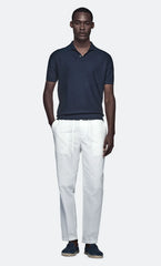 Cotton and Linen Half-Sleeve Polo