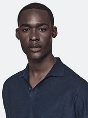 Cotton and Linen Half-Sleeve Polo